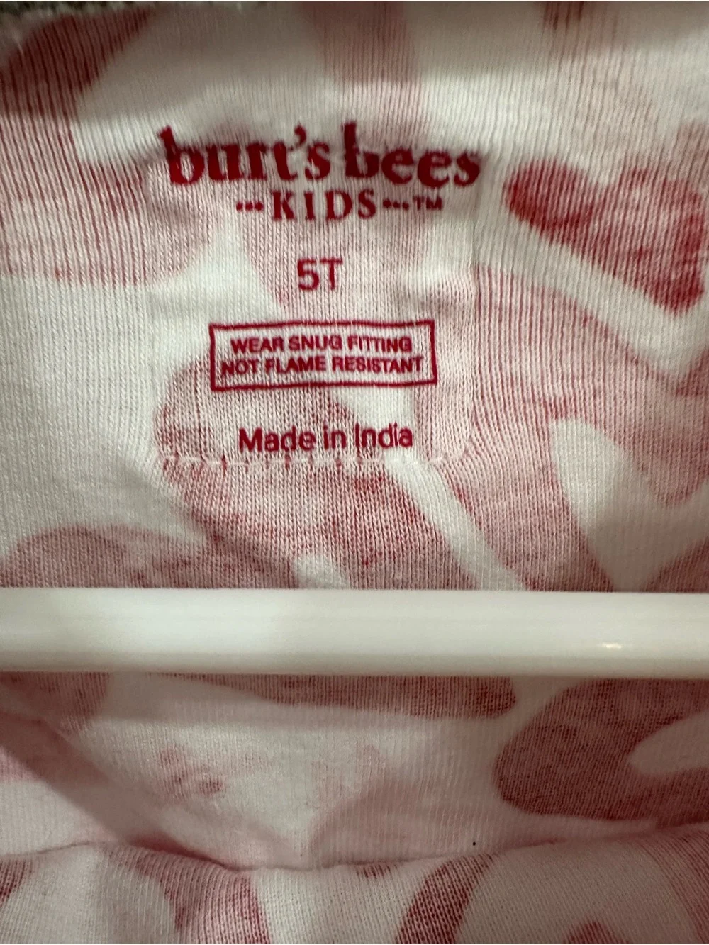 Children's Heart Print Pink Pajama Set - Burt's Bees Size 5T